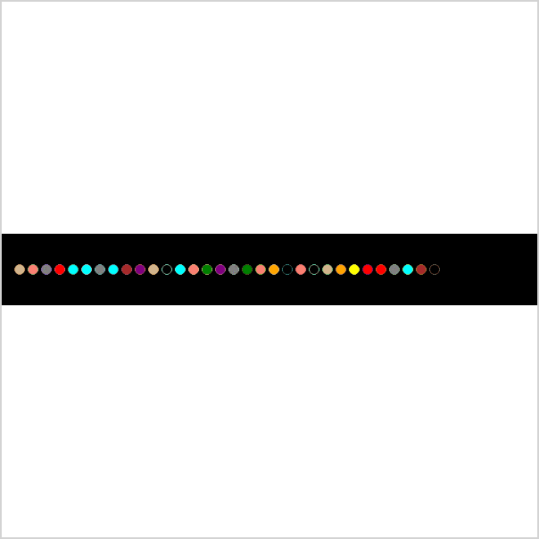A line of randomly colored dots that randomly change color.